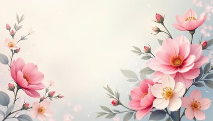 Fototapeta premium Subtle floral motif, pastel hues, delicate design, nature, design, mobile