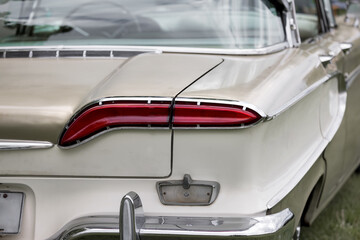 Close up shot of a vintage car tail lamp