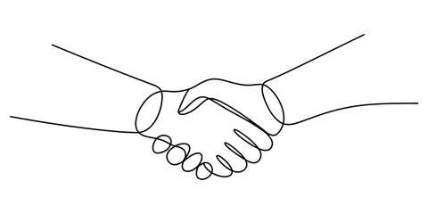 handshake vector illustration in one line drawing, continuous line drawing of hand shake, Hand Shake Each Other Business Minimalist Icon Concept Continuous One Line Drawing Illustration In Editable.
