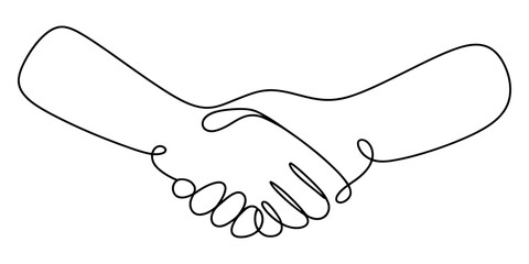 handshake vector illustration in one line drawing, continuous line drawing of hand shake, Hand Shake Each Other Business Minimalist Icon Concept Continuous One Line Drawing Illustration In Editable.