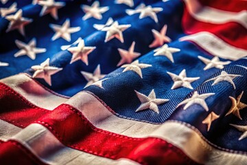 Macro Photography American Flag USA: Close-Up Patriotism, Stars Stripes Detail, National Symbol, Red White Blue Texture