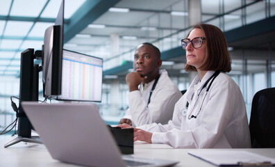 Fototapeta na wymiar Medical Codes Training Presentation: Doctor And Team