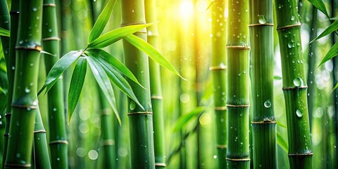 Macro Photography Green Bamboo Forest, Closeup Bamboo Leaves, Lush Green Bamboo, Nature Texture, Asian Bamboo Plants
