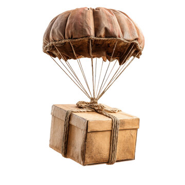 Package descending softly isolated on transparent png background