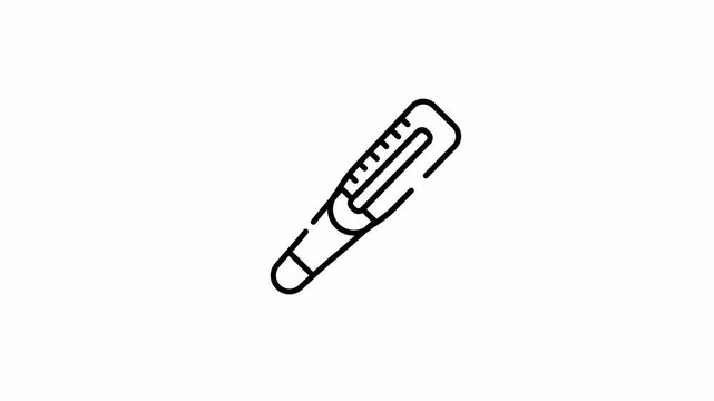 Digital thermometer line art icon for fever check and health monitor animation
