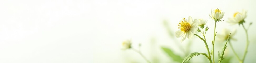 Fototapeta premium Delicate flower in isolation against white background, greenery, bloom, flora