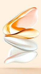 Abstract Fluid Forms Translucent Orange And White Shapes On Pale Background