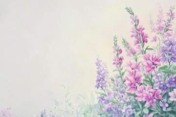 Obraz premium Delicate floral arrangement in pastel shades, a soft backdrop.