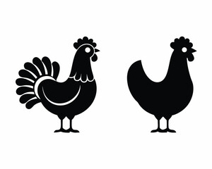 Chicken icon silhouette vector illustration
