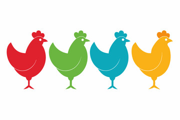 set of Chicken icon silhouette vector illustration