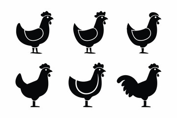 set of Chicken icon silhouette vector illustration