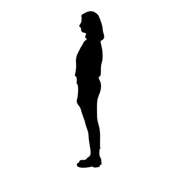 Silhouette of a woman standing sideways isolated on transparent background