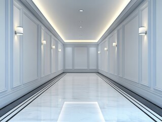 Fototapeta premium Modern hallway with elegant lighting design.