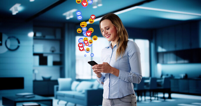 Digital Marketing Manager Updates Social Media Profile On Smartphone