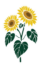 two vibrant sunflowers with yellow petals and brown centers