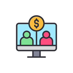 Business meeting colored icons, minimalist vector illustration ,simple transparent graphic element .Isolated on white background