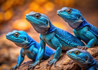 Obraz premium Minimalist Blue Spiny Lizard Photography: Reptile, Desert Wildlife, Close-up, Nature, Arizona Lizard, Scaly Skin, Vivid Blue, Animal Portrait, Reptile Texture