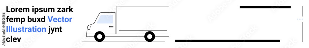 Poster side view of a delivery truck with clean lines, minimal design, and editable text space. ideal for l