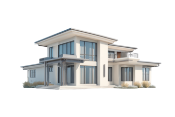 Modern home exterior isolated on transparent png background