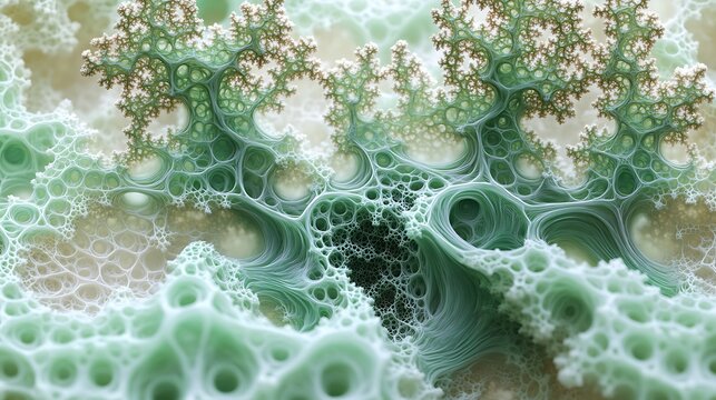 Fototapeta Abstract Vegetal Realm: An artistic display of intricate fractal patterns and biomorphic forms, a macro-level image of the vegetable world offers a unique perspective.