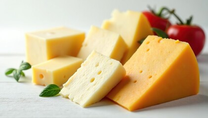 Assortment of Italian cheeses on a white surface , mozzarella, italian