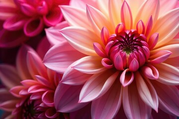 Close-up dahlia petals, repeating motif, rich color variations , motif, flower, seamless