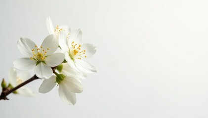 Obraz premium Delicate white blossom against pure white background, blossom, macro