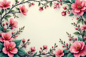 Fototapeta premium Elegant floral damask, intricate swirling vines and blossoms , design element, elegant pattern, ornate