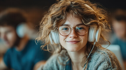 Gen Z student engaging in online learning and collaborative digital education from a modern study environment