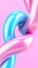 Abstract Intertwined Pink And Light Blue Glossy Shapes