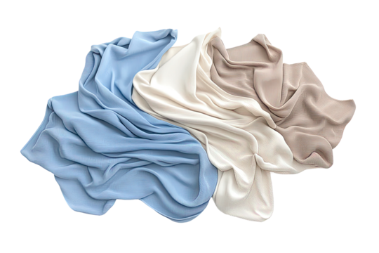 Draped fabric in three pastel colors