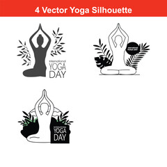 Yoga pose, woman sitting in lotus position, vector illustration,yoga silhouette vector,Women Yoga set vector illustration