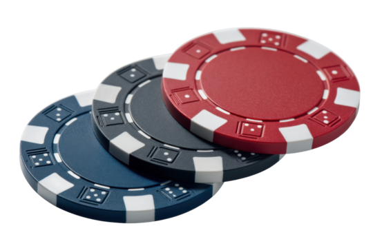 Stack of game chips isolated on transparent png background