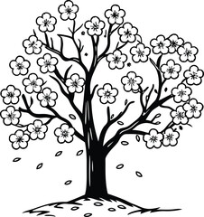 tree with flowers and birds