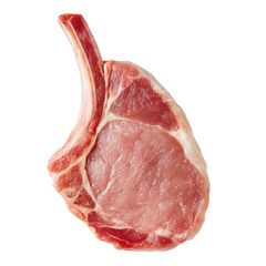 Raw, cut pork chop isolated on transparent png background