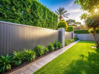 Naklejka premium Modern Opaque Garden Fence Minimalist Photography - Privacy Screen Design Ideas