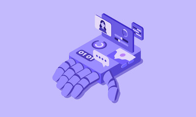 The robot hand is a symbol of innovation in the advancement of artificial intelligence.