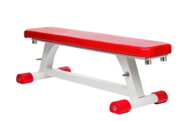 Gym bench; red cushion isolated on transparent png background