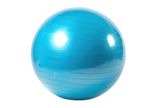 Isolated blue exercise ball isolated on transparent png background