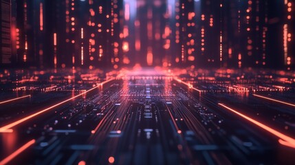 Abstract circuit board futuristic technology processing background digital computer CPU binary microchip processor futuristic computing science hardware in laptop motherboard virtual integration