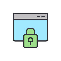Locked internet colored icons, minimalist vector illustration ,simple transparent graphic element .Isolated on white background