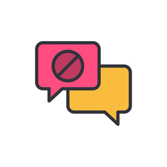 Fototapeta premium Blocked chat colored icons, minimalist vector illustration ,simple transparent graphic element .Isolated on white background