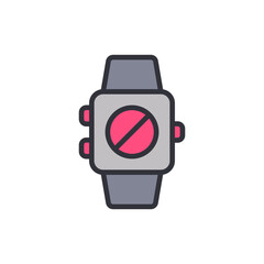 Fototapeta premium No smartwatch colored icons, minimalist vector illustration ,simple transparent graphic element .Isolated on white background