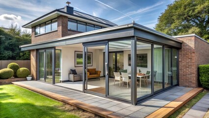 Modern Aluminium Veranda House Extension - View from Outside, house exterior design, balcony extension