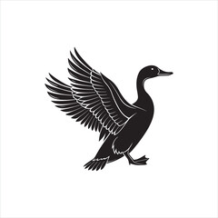 Obraz premium Duck Silhouette Clipart, Black Duck Outline on White Background