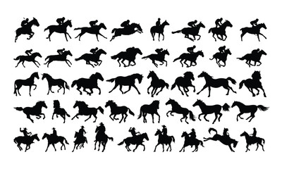 Horse Racing Silhouettes in Motion