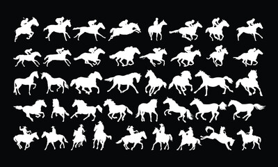 Horse Racing Silhouettes in Motion