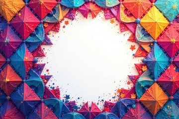 Obraz premium Intricate, repeating geometric shapes form a cohesive, visually appealing design , organic, colourful