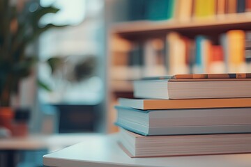 Stack of Books on Table