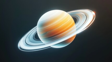 A Stunning and Surreal Render of Saturn with Vibrant Hues and Illuminated Rings